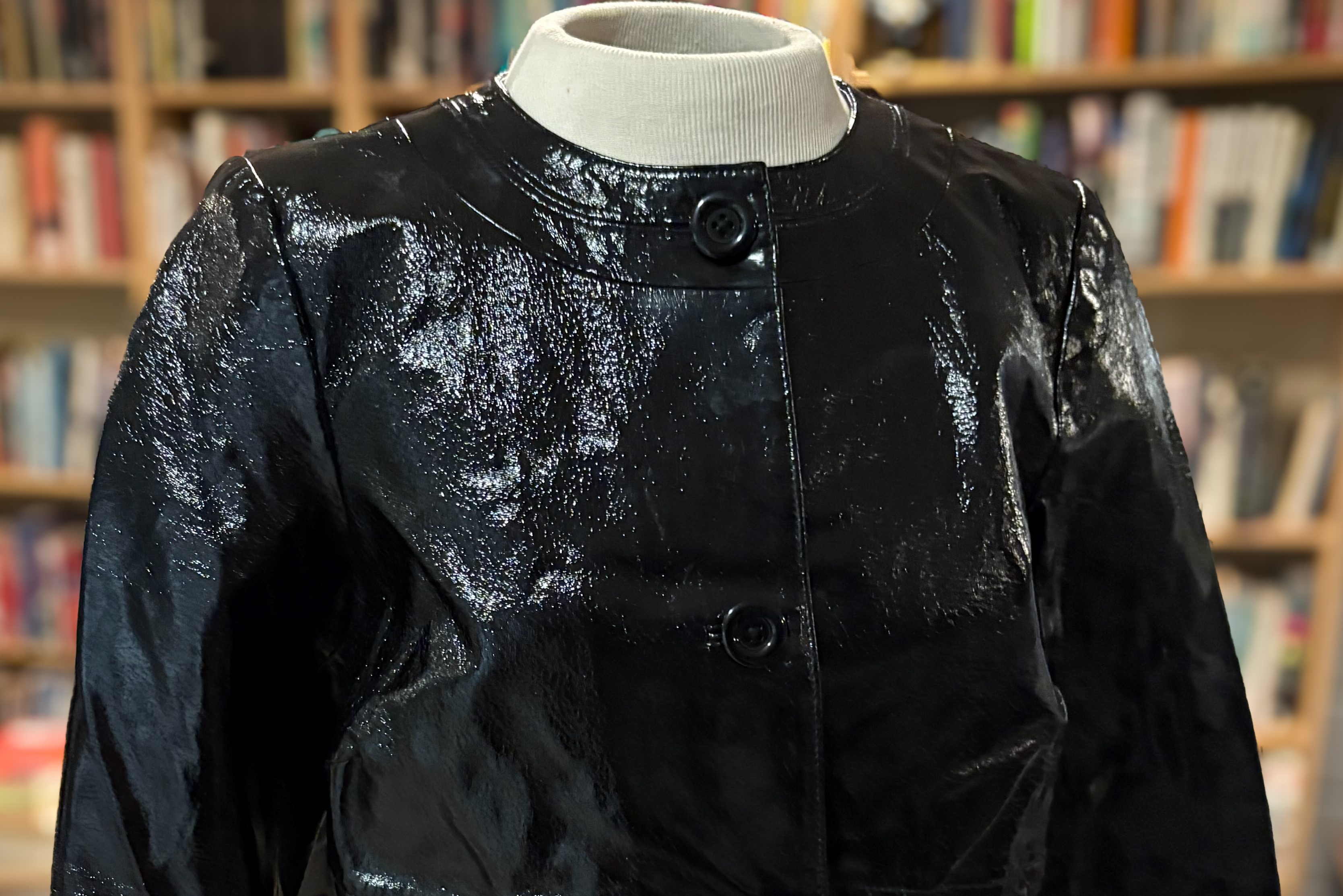 A black leather jacket. 